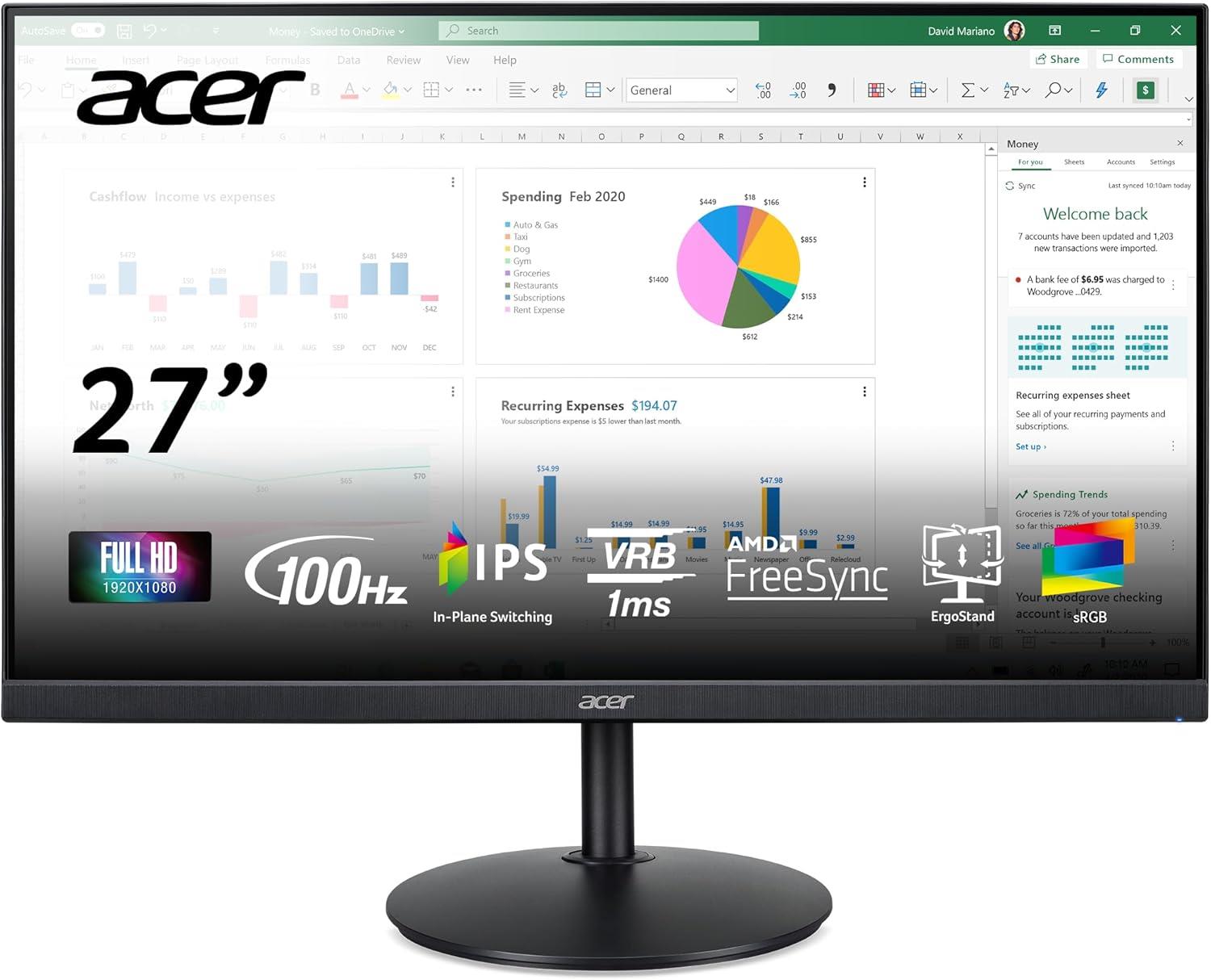 Acer CB272 E  27" Monitor FullHD 1920x1080 100Hz IPS 1ms 250Nit HDMI DisplayPort | CB272 E | UM.HB2AA.E01